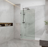 Fluted Shower Screen Fixed Panel with Radius Corner / Curved Corner, Narrow reed glass.