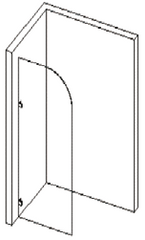 Fluted Shower Screen Fixed Panel with Radius Corner / Curved Corner, Narrow reed glass.