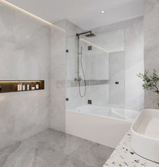 Frameless Fixed and Swing, Hinged Bath Shower Screen, 10mm glass.