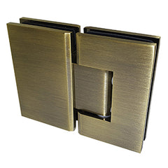Frameless Glass Wall to Wall Shower Screen Door and Hinge Panel - 2000mm high, 10mm Toughened Glass - Brushed Antique Brass