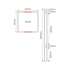 SOUTHAMPTON PVC INLINE POST - 127 x 127 x 2500mm, 7 year Warranty