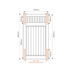 EAST HAMPTON PVC 1000mm W x 1800mm H GATE, 7 year Warranty