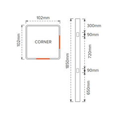 PICKET PVC CORNER POST- 102 x 102 x 1900mm, 7 Year Warranty