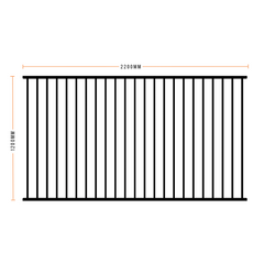 Square Aluminium Pool Fence Panels,  Burleigh Panel (16mm Sqr Tubes) - 2200 x 1200mm