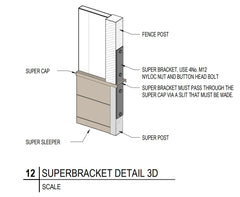 Composite fence bracket SuperBracket 90mmW x 610mmL