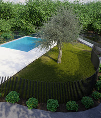 PIK CURVE Panel V2 - 1000Wx1280H - Black Blade Picket ,Curved Pool Fence Panel