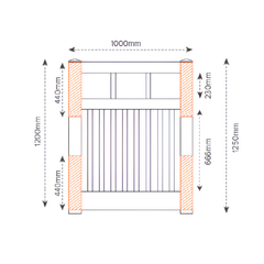 Oxworks Bridgehampton PVC Gate - White - 1000mm x 1200mm - Image 2