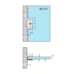 Frameless shower glass U BRACKET SQUARE 10mm glass - Brushed Gunmetal