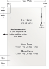 STANDARD GLASS POOL GATE HINGES - Wall to Glass