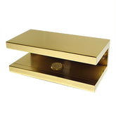 Perth Series - Frameless Shower Screen Wall Bracket, Square No Drill Clamp for 10 mm Glass - Polished Brass
