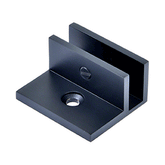 Perth Series - Frameless Shower Screen Wall Bracket with leg, Square No Drill Clamp for 10 mm Glass - Matt Black