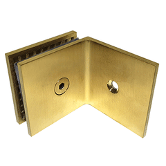 Square Wall-to-Glass Shower Screen Bracket for 10 mm-12 mm Glass - Brushed Brass, Mechanically Fixed