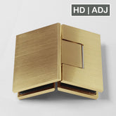 Forge Frameless Shower Hinge Heavy Duty Adjustable Glass to Glass 135 Degrees - Brushed Brass