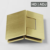 Forge Frameless Shower Hinge Heavy Duty Adjustable Glass to Glass 135 Degrees - NERO Brushed Gold