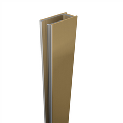 Brushed Brass / Satin Gold Fixed Frameless Shower Screen Radius Corner Fixed Panel with Extended Dry Glaze U Channels
