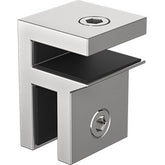8mm glass brace bracket SMALL - SQUARE EDGE for frameless glass shower screen header bars - Satin Chrome