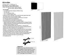PIK - PICKET KIT - 1600H - Black, Blade Picket Pool Fence Blades.