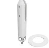 White Rio, Round Pool Fence Spigot, Polished or Satin Stainless SS2205, core drill or base plate