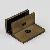 Frameless Shower Screen U Bracket Square with Horizontal Leg - Antique Brass