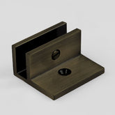 Frameless Shower Screen U Bracket Square with Horizontal Leg - Dark Antique Brass