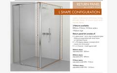 Polished Silver Aluminium Adjustable Semi-Frameless Shower Screen - 6 mm glass - Choice of sizes. - Image 3
