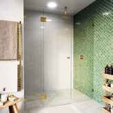 Frameless Glass 3 Panel Inline Wall to Wall Shower Screen - 2000mm high, 10mm Toughened Glass - Polished Brass