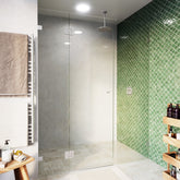 Frameless Glass 3 Panel Inline Wall to Wall Shower Screen - 2000mm high, 10mm Toughened Glass - Satin Chrome