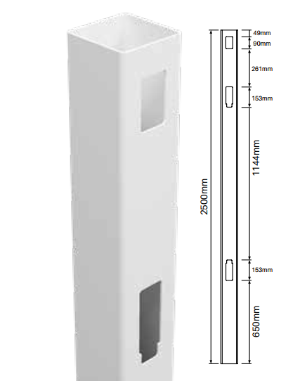 127MM X 127MM 2 way PVC fence post - Slat top 2500MM LONG, - Image 1