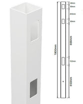 102mm X 102mm, 2 Way Inline Post - Semi privacy Hamptons fence post, 7 Year Warranty