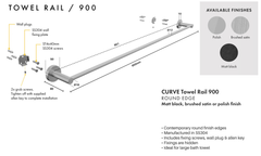 Stainless Bathroom towel rail, Black, Brushed Satin or Polished, High Quality
