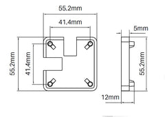 Offset 90 Degrees notched cap - extended lip, semi frameless post cap