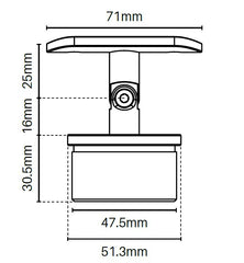 Swivel head rail support for 50.8mm diameter posts with 1.5mm wall