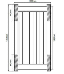 Full privacy gate, Hampton Fence Gate, PVC, 1800 x 1000mm, - Image 2