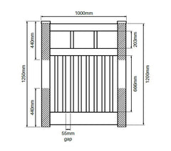 Semi privacy gate 1000mm Wide 1200mm High Hamptons Gate PVC, - Image 2