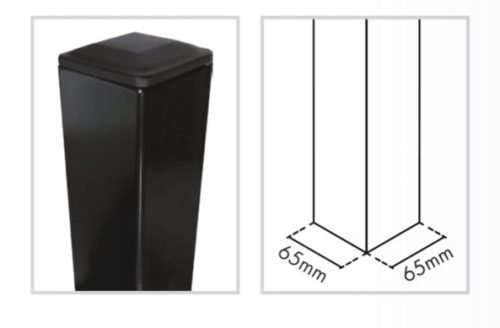 65 X 65mm Black Powder Coated Galvanised Steel, WITH TOP CAP, 2.5mm Gauge - Image 1