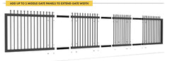 Zeus steel middle sliding gate panel 1790MM or 2090MM H x 1260mm W or 2100mm W