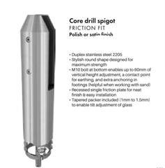 Rio Round Pool Fence Bolt Down Spigot, Stainless SS2205, core drill or base plate.