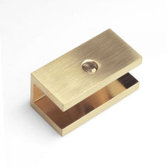 SHOWER SCREEN GLASS U BRACKET SQUARE 12MM GLASS - BRUSHED BRASS - Image 1