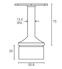 MOD 50 - ROUND 316 STAINLESS STEEL RAIL SUPPORT FIXED FLAT90 Degrees SADDLE