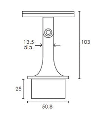 MOD 50 - ROUND 316 STAINLESS STEEL RAIL SUPPORT SWIVEL CURVED SADDLE