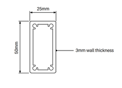 Barr Post 50 x 25mm - 1800mm Long - White / Black - Aluminium - Image 3