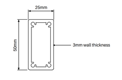 Barr Post 50 x 25mm - 2500mm Long - White / Black - Aluminium - Image 3