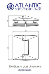 Atlantic 530, Glass Pool Fence Hinge, Soft Close Hinge, Suits Polaris cutouts.