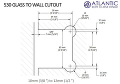 Atlantic 530, Glass Pool Fence Hinge, Soft Close Hinge, Suits Polaris cutouts.