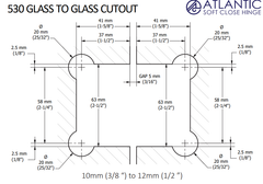 Atlantic 530, Glass Pool Fence Hinge, Soft Close Hinge, Suits Polaris cutouts.