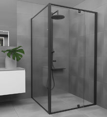 Black Aluminium Adjustable Semi-Frameless Shower Screen - 6 mm glass - Choice of sizes - BLACK new - Image 1