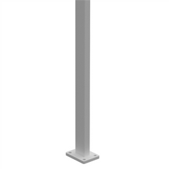 Barr Post 50 x 25mm With Welded Base Plate - 1280mm Long - White / Black - Aluminium - Image 1
