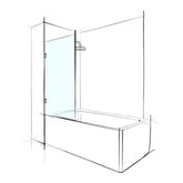 Fixed Bath Shower Screen, 1500 x 750mm with 2 x wall brackets