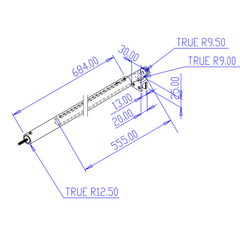 SHOWER BRACING BAR GLASS TO WALL 725-1180MM EXTENDABLE