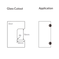 FORGE SHOWER HINGE HEAVY DUTY GLASS TO WALL L-SHAPE 90 Degrees - Satin Chrome